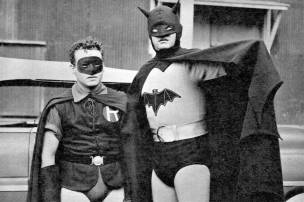 Batman and Robin (1949) - Lewis Wilson was replaced by Robert Lowery for the second movie serial, with Johnny Duncan joining him as the Boy Wonder. The suit isn't much better this time, however, with the cowl in particular being hilariously too big for Lowery's head.